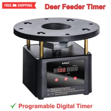 Deer Feeder Timer Kit, All-In-One Motor, Digital Timer & Metal Spin Plate, Black