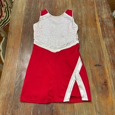 Revolution Dance Red White Sequin Cheerleader Dance Costume Adult Medium Jazz