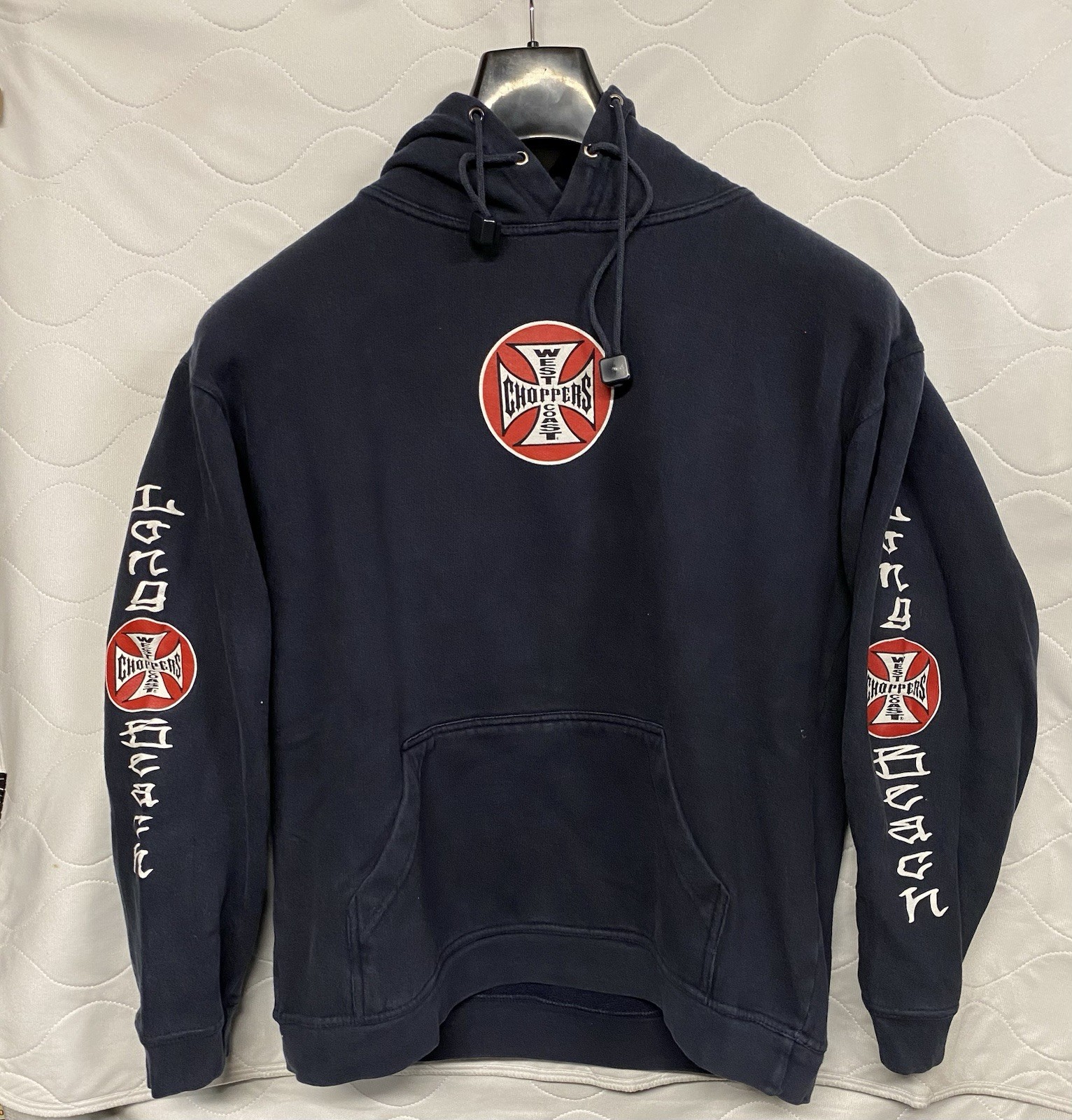 Vintage West Coast Choppers Hoodie Pullover Size Large Navy Blue Jesse James