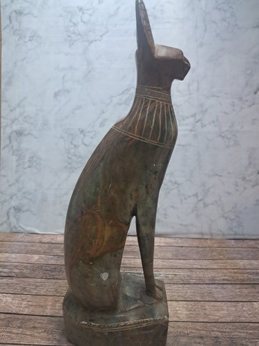 Bastet Katze Alabaster? Grüner Naturstein Ägyptisch Handarbeit - Bild 3 von 6