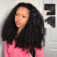 Half Wig Human Hair Burmese Curly Wig 180 with Spiral Curls End 3 In 1 Half Wig