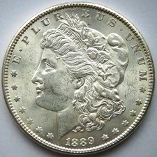 1889 P VAM 7A, Die Sequence # 1, High 9, Clashed Dies Morgan Silver Dollar #C553