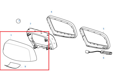 Painted or Primed BMW Right Side Mirror Cover E60 E63 5 & 6 Series 2001 - 2007