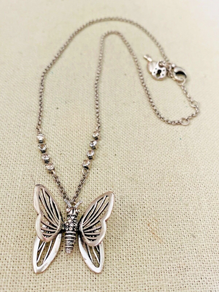 FOSSIL Silver Tone Three Dimensional Butterfly Pendant Necklace