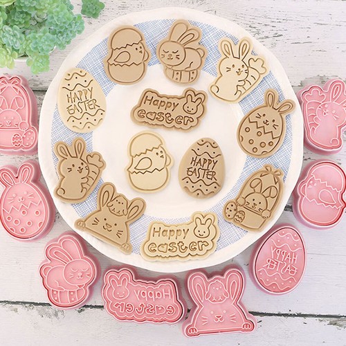 8Pcs/set Easter Cookie Cutter Rabbit Egg Biscuit Cutter 3D Cartoon Molds OY - Picture 4 of 11