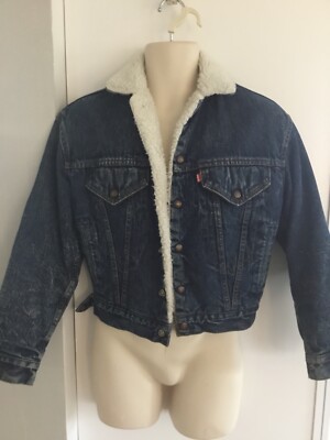 Levis Denim Jacket with fur lining acid washed vintage Small