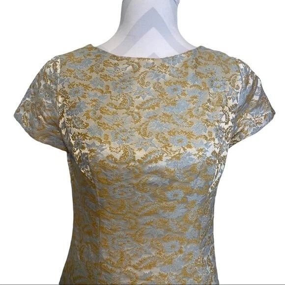 HENRY LEE 1960's Vintage Brocade Cocktail Wiggle Dress - Image 2 of 4