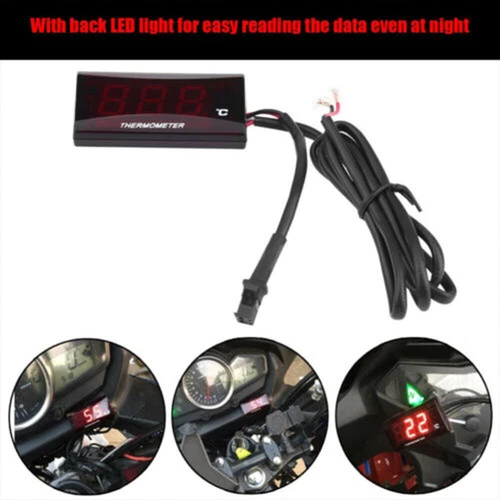 Indicador digital de temperatura de agua de refrigeración para moto termómetro sensor LCD rojo DC 12V - Imagen 6 de 12