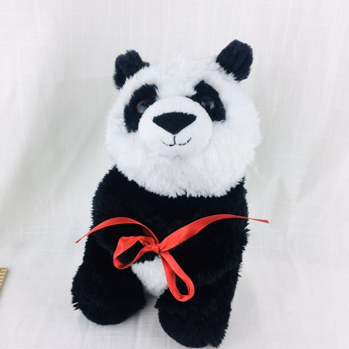 AURORA PANDA BEAR 13” SITTING Smiling Soft Large Plush Stuffed Animal Red Ribbon - Picture 3 of 7
