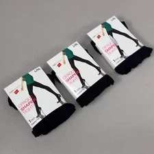 HANES (3 PACK) Essential Opaque Shaper Tights Control Top Women's Sz L/XL Black