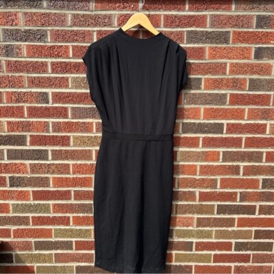 Express Black Chiffon Mock Neck Ruched Short Sleeve Cinched Mini Pencil  Dress | eBay