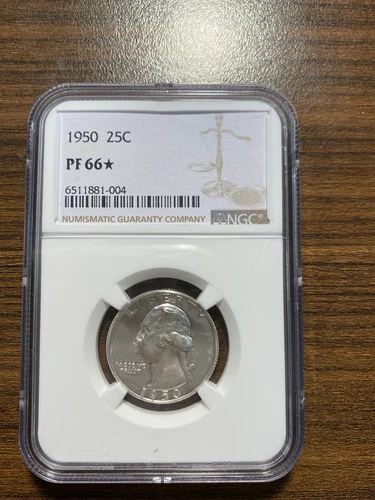1950-P Washington Silver Quarter 25C NGC PROOF 66* PF 66* STAR Type 1, Silver