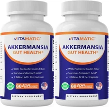2 Pack Vitamatic Akkermansia Muciniphila Gut Health - 60 DR Capsules