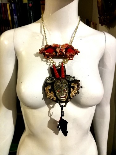 dark gothic jewelry punk talisman necklace amulet pendant black magic moloch god - Picture 5 of 12