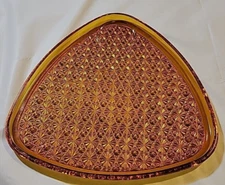 Anchor Hocking 1950s Daisy & Button Triangle Amber Color Snack Plate Replacement