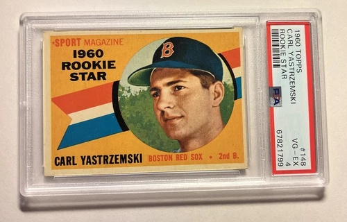 Carl Yastrzemski 1960 Topps Rookie Star Baseball Card #148 - PSA Graded 4 VG-EX