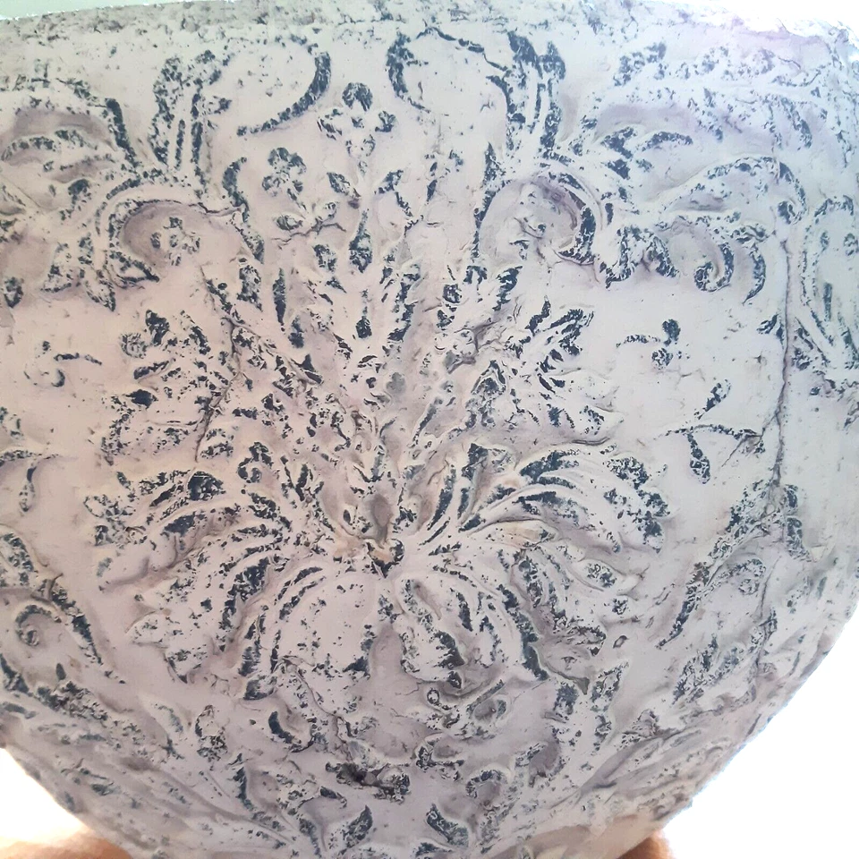 deko vase Ton oval mit Ornamenten  weiß - Bild 2 von 3