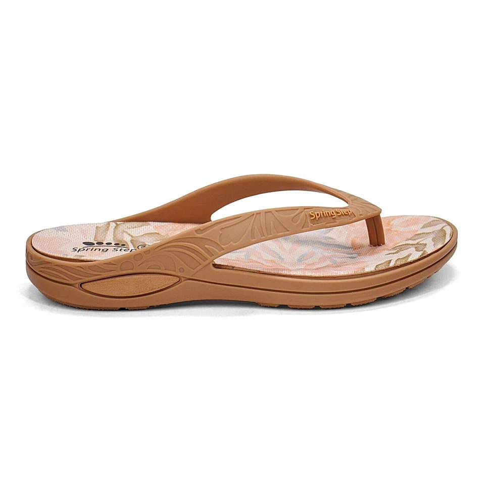 Women Spring Step Contilo Cushioned Flip Flop Thong Sandals - Tan - Image 3 of 4