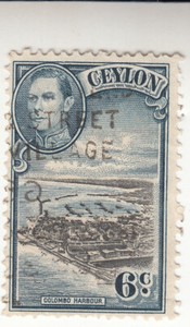 Ceylon 1938 6c KGVI Colombo Harbor. Street Village. Used NG