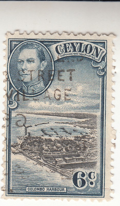 Ceylon 1938 6c KGVI Colombo Harbor. Street Village. Used NG