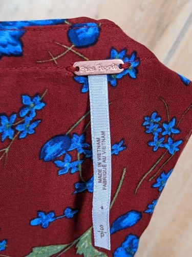 Mini Vestido Free People Flower Fields Rojo Azul Floral Pequeño Globo Calado - Imagen 8 de 12