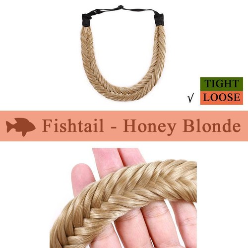 Chunky Plaited Braids Hairband Hair Extensions Braided Headband Natural AS Human - Picture 62 of 72