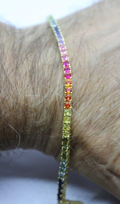 SILBER TENNIS ARMBAND RAINBOW VERGOLDET MM 2,5 CM 16 18 20 EXPLOIT