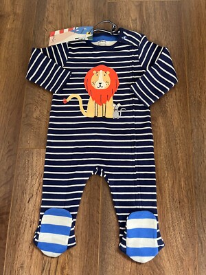 Joules Baby Boys Zippy Artwork navy lion Romper Age up to 3m