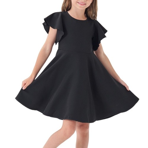 2-12Y Kids Casual Loose Dress Comfortable Ruffle Sleeved Dress For Baby Girls - Picture 44 of 44