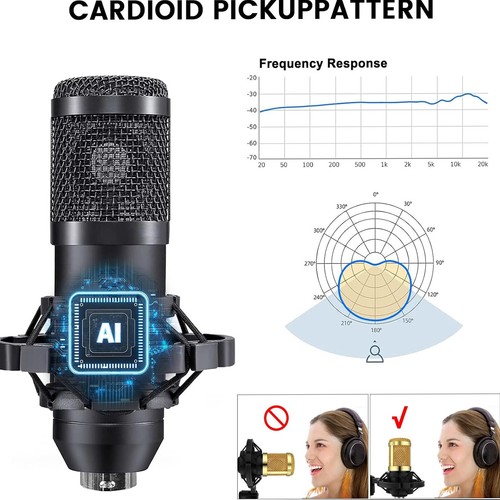 BM800 Condenser Microphone Kit With Audio Mixer Sound Card Studio Recording Kit - Picture 18 of 25