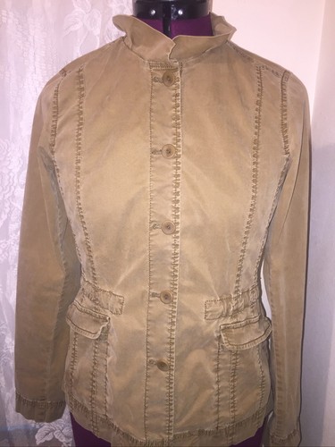 Eileen Fisher Jacket Shirt Full Button Down Kaki Long Sleeve Womens Size Petite - 第 2/11 張圖片