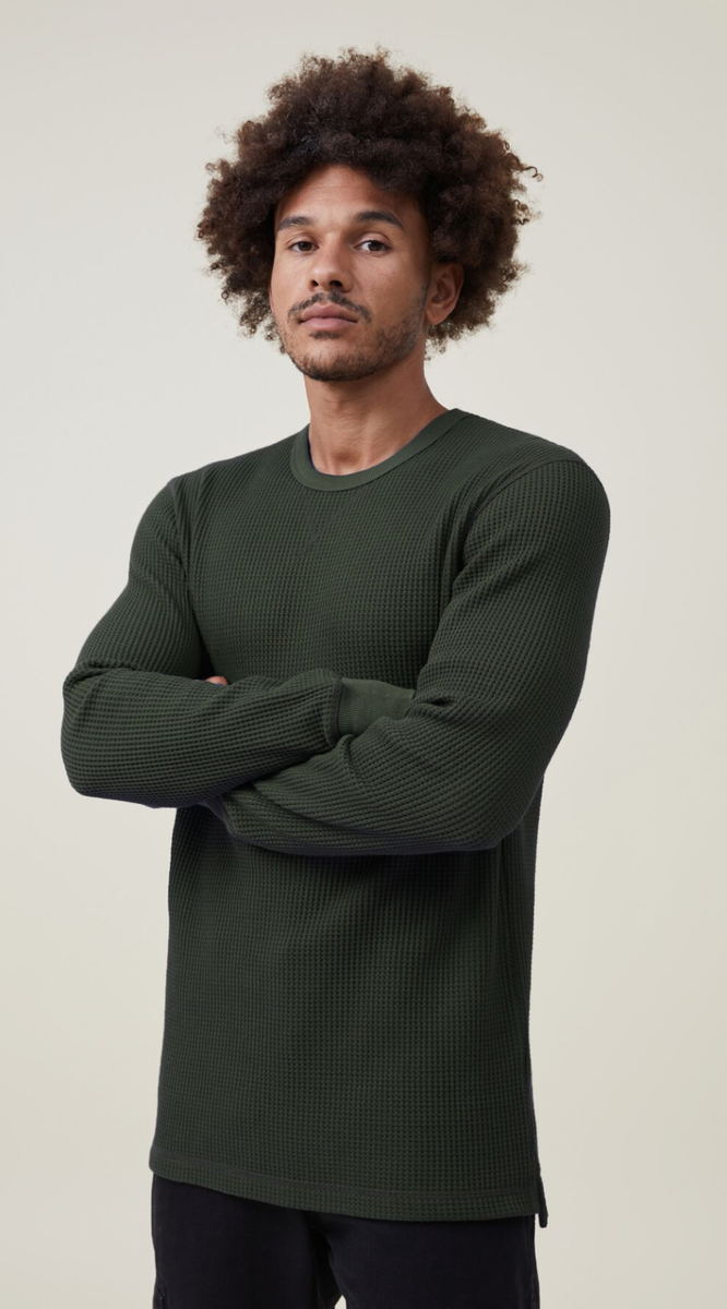 【oan】Ken Oil Washing Waffle Long Sleeve T-Shirt oan】Ken Oil Washing Waffle Long Sleeve T-Shirt Cotton:On