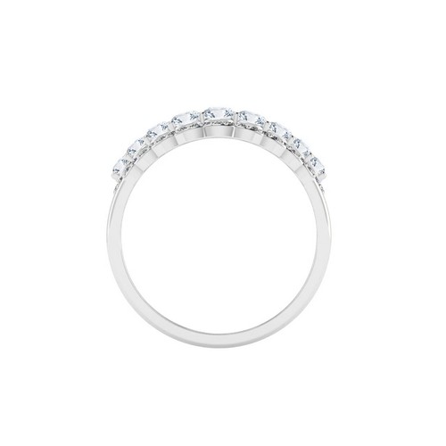 Lab Grown Diamond Double Row Solid 14K Gold April Birthstone Ring #1006 - Picture 21 of 22
