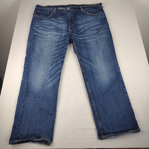 Levis 514 Jeans Mens 44x28 Blue Straight Leg Dark Wash Denim Distressed Tag44x30 - 第 1/12 張圖片