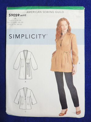 Simplicity Pattern S9059 Misses' Unlined Jacket Sleeve Variety 16-24 c2020 New