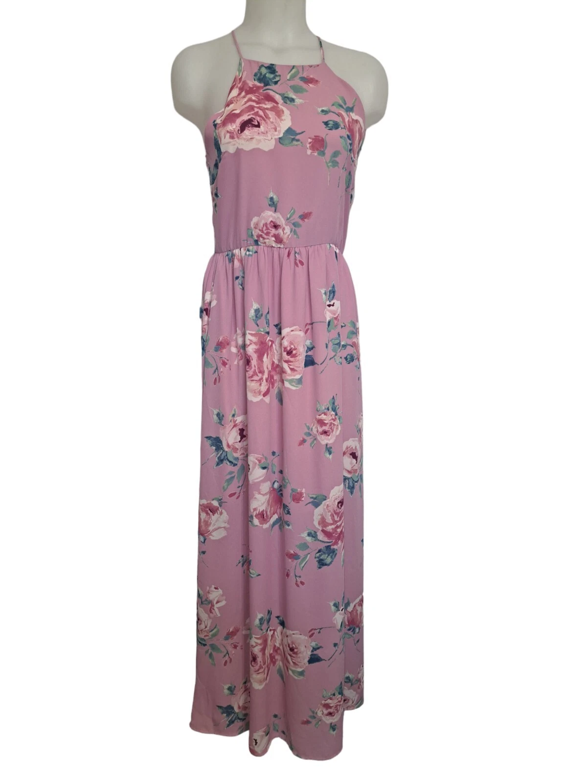 PALM ANGELS Maxi abito lungo trasparente Everly rosa cottagecore senza maniche floreale femminile floreale