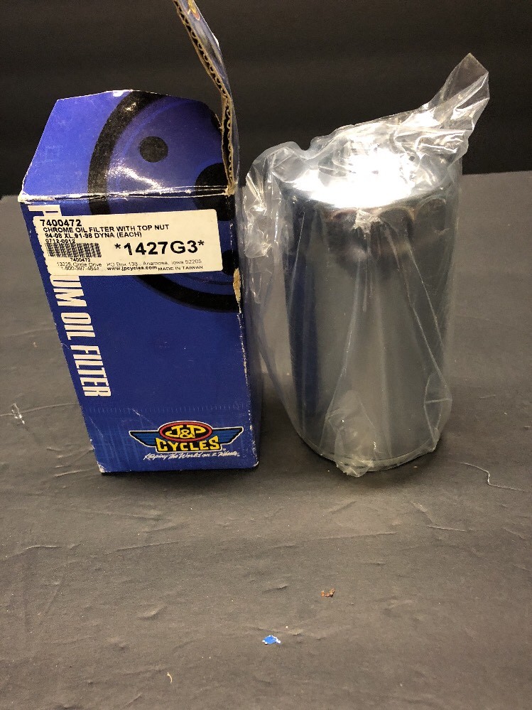 J&P Cycles Spin-On Chrome Oil Filter with Nut For Harley J&P Cycles Spin-On Chrome Oil Filter with Nut For Harley