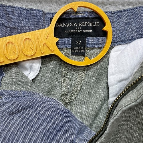 BANANA REPUBLIC Shorts Mens 32 Green Chambray Flat Front Lightweight Casual - Picture 3 of 7