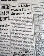 TAMPA BAY Tarpon Springs Florida Major Hurricane Storm Disaster 1921 Newspaper  