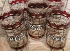 Coca Cola Glasses White Stained Glass Style Tiffany LOT OF 5 Vintage