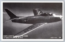 North American Aviation F86 Sabre Jet Fighter 670 mph - Vintage Postcard