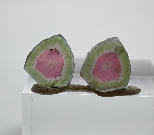 Finest Watermelon Pair Tourmaline Slices From Afghanistan - Picture 2 of 6