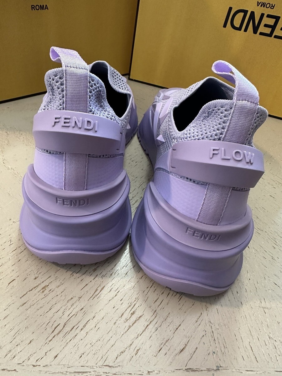 NIB $1050 Fendi Men Flow Knit Low Top Sneakers Lilac/Purple