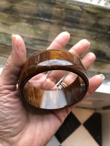 Vintage Brown And Tan End Of The Day WIDE Bakelite Bangle - Picture 8 of 10