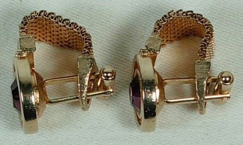 DE COLECCIÓN PUÑO DE TONO DORADO MALLA ENVOLVENTE DIAMANTES DE IMITACIÓN MORADOS - Imagen 3 de 4