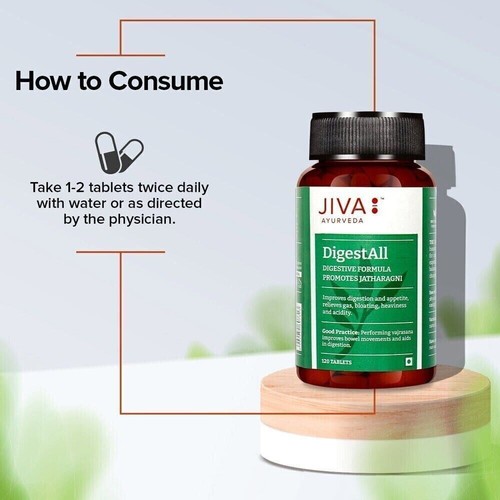 2 x JIVA AYURVEDA DigestAll (120 Tablets) Bye-bye gas and indigestion - Picture 3 of 4