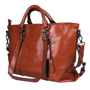 Women-039-s-Oiled-Leather-Handbag-Lady-Briefcase-Tote-Purse-Shoulder-Messenger-Bag