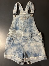 Epic Threads Girls Blue Jean Cloud Bib Overalls Five Pocket Shorts Size 6