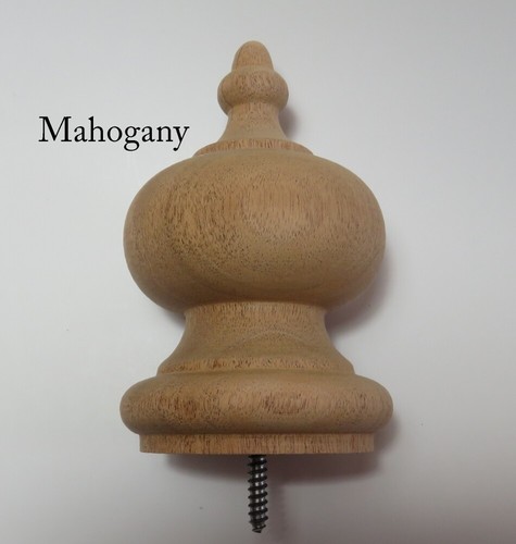 Wooden Finial 5.5H x 3.5W x 2 15/16 Base Oak Maple Cherry Mahogany or Walnut #64 - Picture 4 of 12