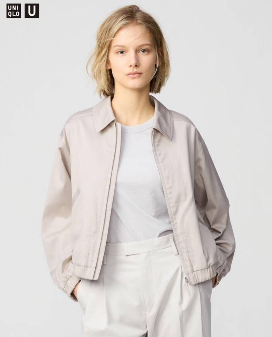 Uniqlo U Zip-up Short Blouson Women's Black / Natural